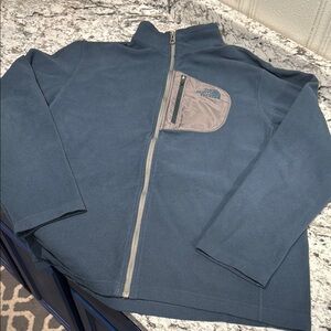 The North Face Blue and Gray zip up thin fleece